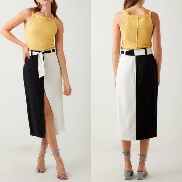 {S} R. G. Kane Hanna Split Midi Belted Pencil Skirt - Picture 1 of 9
